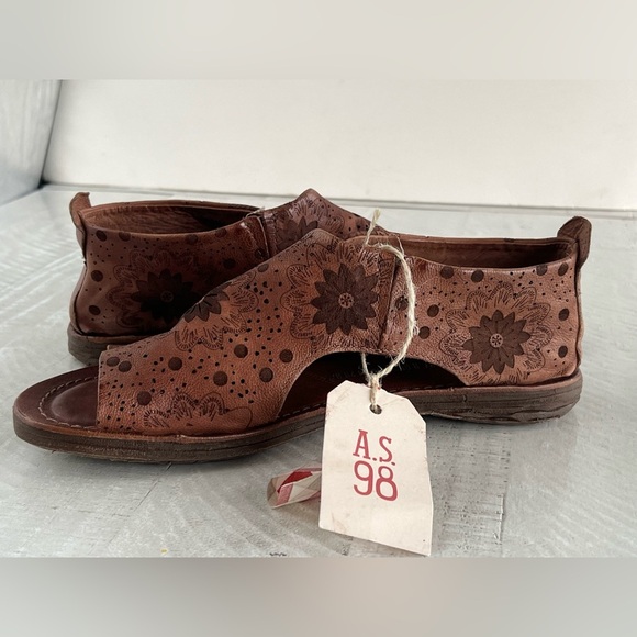 A.S.98 Women's Boho Reiley Floral Whiskey Brown Leather Sandals EU 41 US 10 NWT - Picture 3 of 13